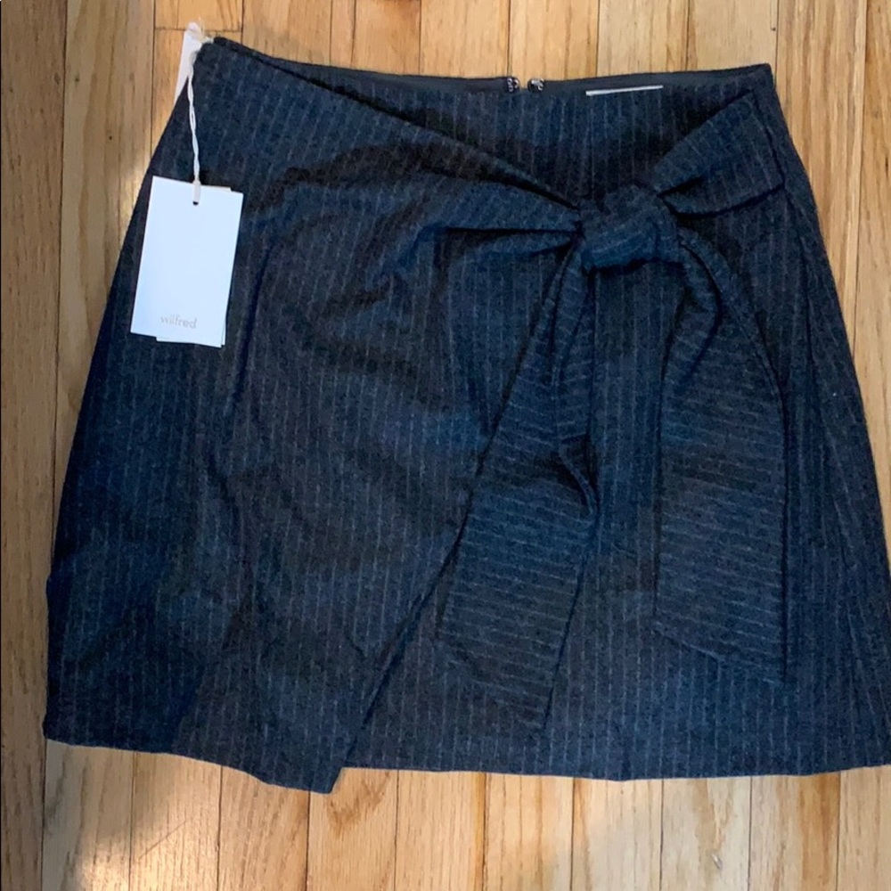 grey skirt with tie detail